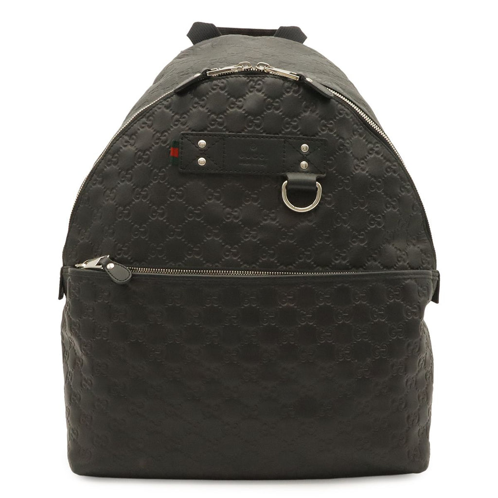 Gucci Guccissima Backpack Rubber-Coated Leather Black Silver