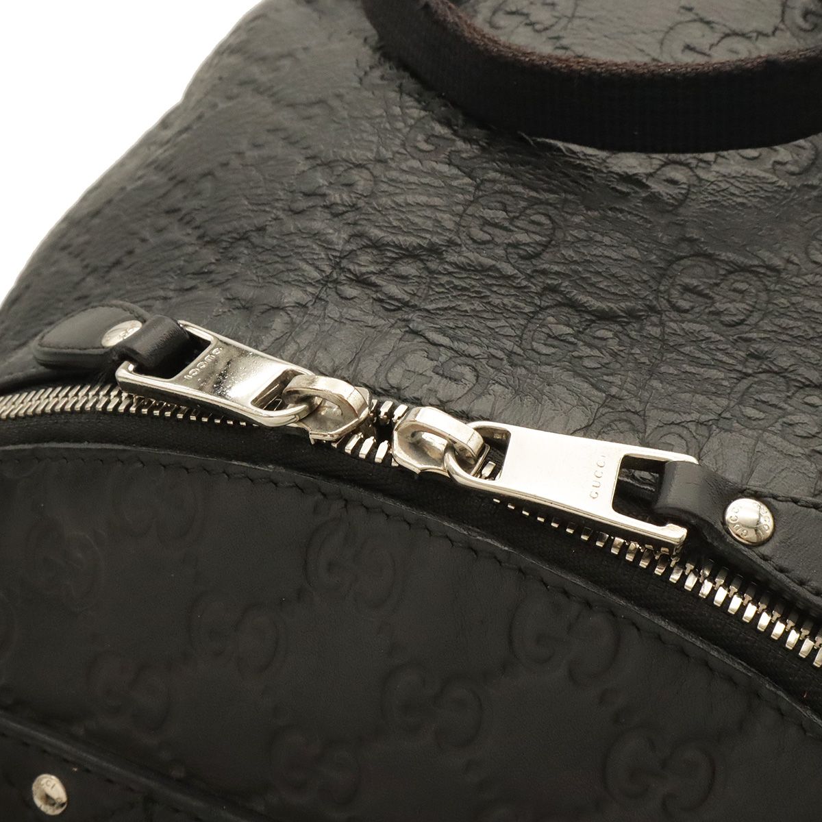 Gucci Guccissima Backpack Rubber-Coated Leather Black Silver — view 7