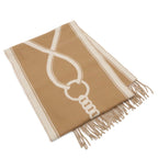 Hermes Mall Scarf Shawl Fringe Cashmere Beige White — view 2