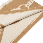 Hermes Mall Scarf Shawl Fringe Cashmere Beige White — view 3