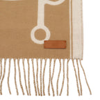 Hermes Mall Scarf Shawl Fringe Cashmere Beige White — view 5