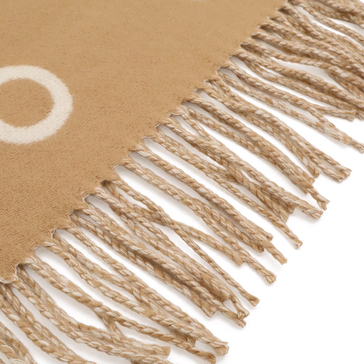 Hermes Mall Scarf Shawl Fringe Cashmere Beige White — view 4