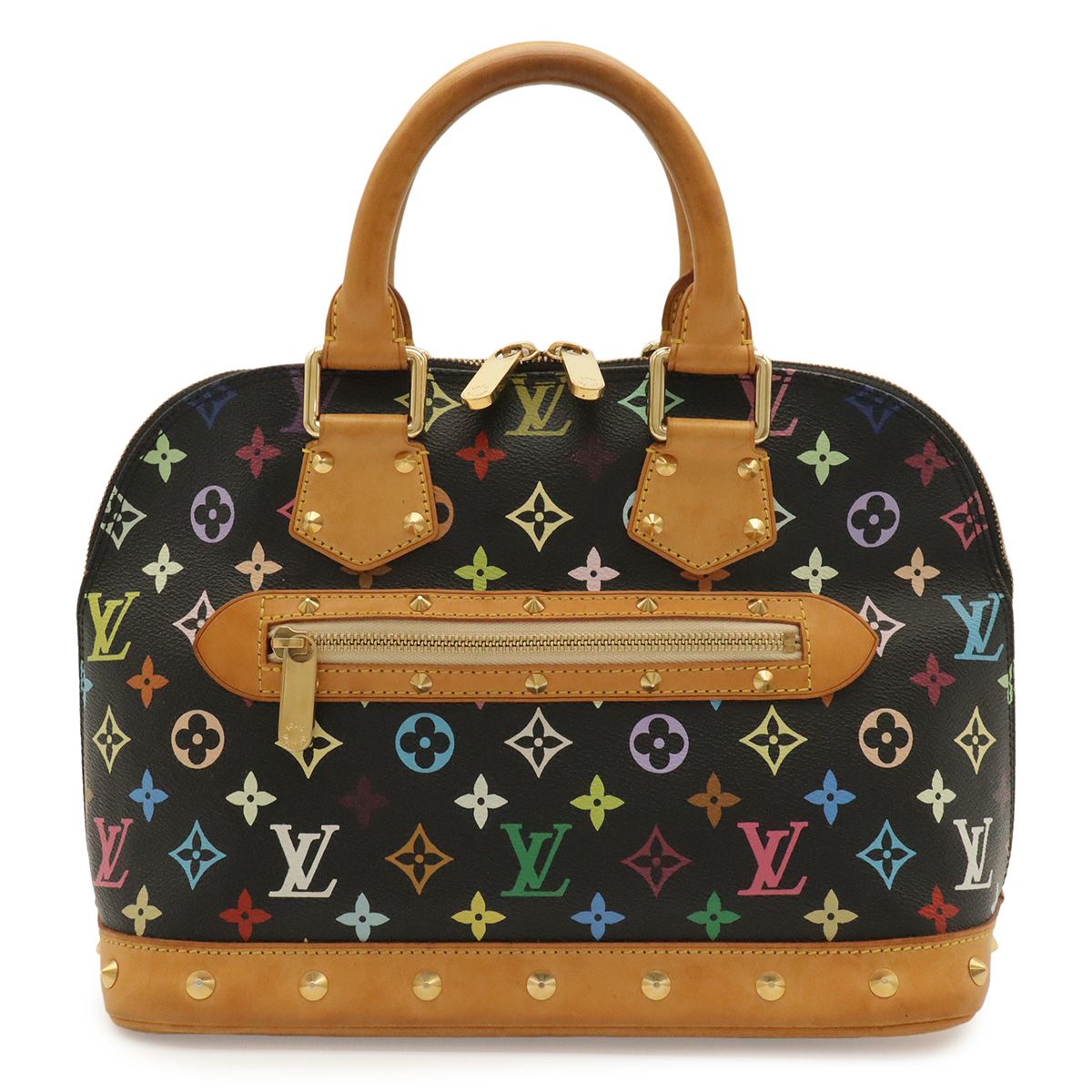 Louis Vuitton Monogram Multicolor Alma Handbag Studs Noir Black