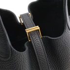 Hermes Picotin Lock PM Mini Bag Tote Taurillon Clemence Leather Black Gold — view 8