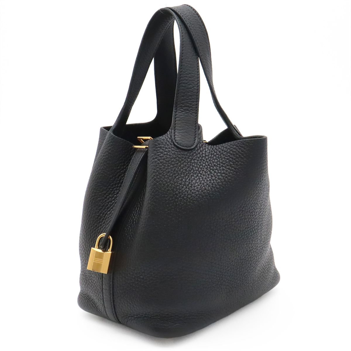 Hermes Picotin Lock PM Mini Bag Tote Taurillon Clemence Leather Black Gold — view 3