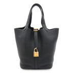 Hermes Picotin Lock PM Mini Bag Tote Taurillon Clemence Leather Black Gold