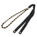 Chanel CC Logo Chain Belt Grosgrain Ribbon Black Gold