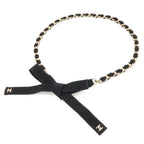 Chanel CC Logo Chain Belt Grosgrain Ribbon Black Gold — view 5
