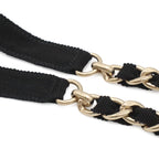 Chanel CC Logo Chain Belt Grosgrain Ribbon Black Gold — view 3