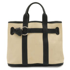 Hermes Petite Ceinture PM Tote Bag Canvas Leather Natural Navy Silver