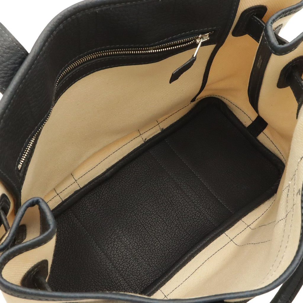 Hermes Petite Ceinture PM Tote Bag Canvas Leather Natural Navy Silver — view 5