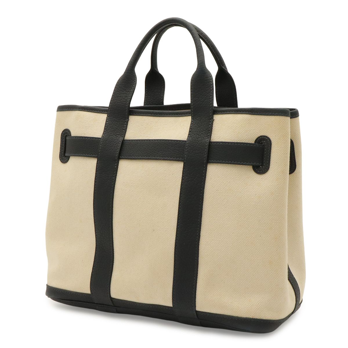 Hermes Petite Ceinture PM Tote Bag Canvas Leather Natural Navy Silver — view 2