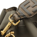 Fendi Montresor FF Logo Zucca Bucket Bag Drawstring 2-Way Leather Gray Brown — view 6