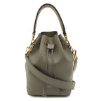 Fendi Montresor FF Logo Zucca Bucket Bag Drawstring 2-Way Leather Gray Brown