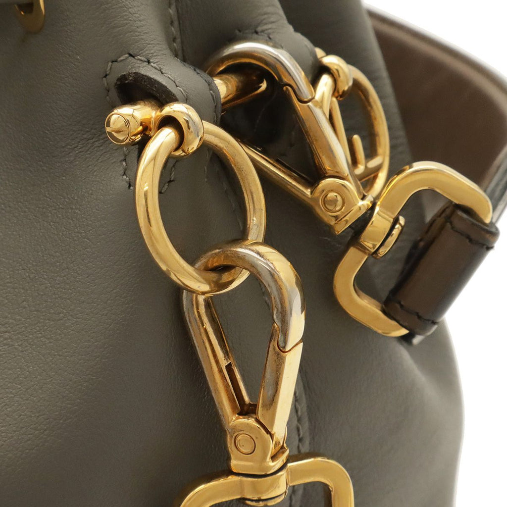 Fendi Montresor FF Logo Zucca Bucket Bag Drawstring 2-Way Leather Gray Brown — view 5