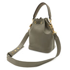 Fendi Montresor FF Logo Zucca Bucket Bag Drawstring 2-Way Leather Gray Brown — view 2