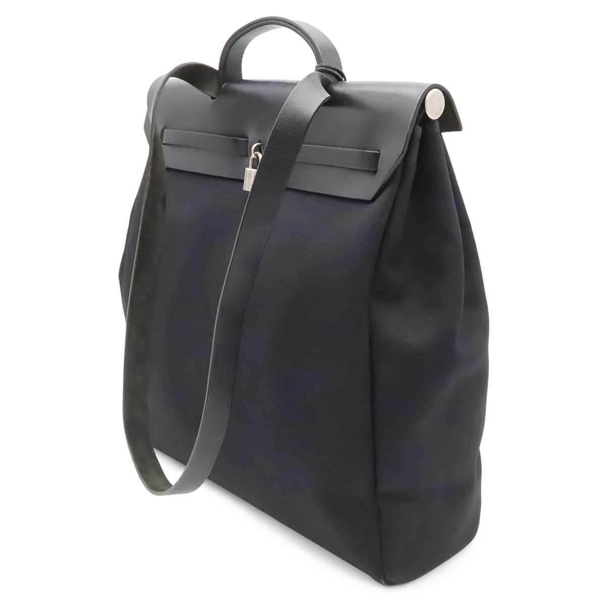 Hermes Herbag MM 2-Way Shoulder Bag Toile Officier Canvas Black — view 2