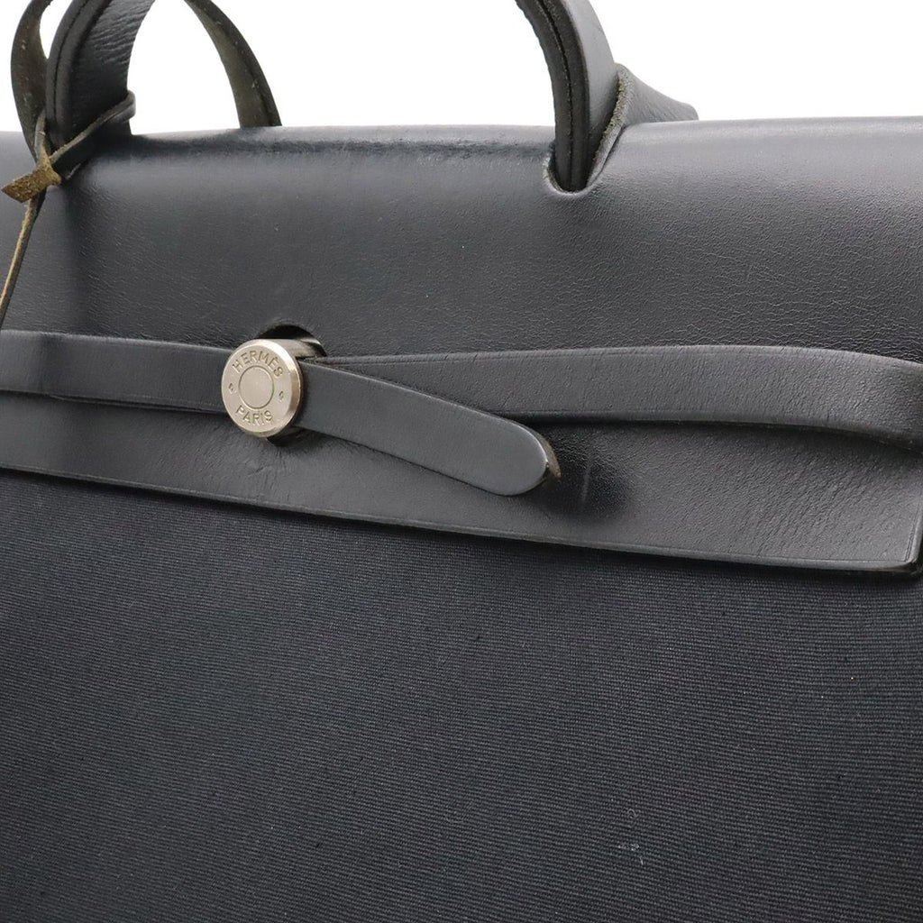 Hermes Herbag MM 2-Way Shoulder Bag Toile Officier Canvas Black — view 8