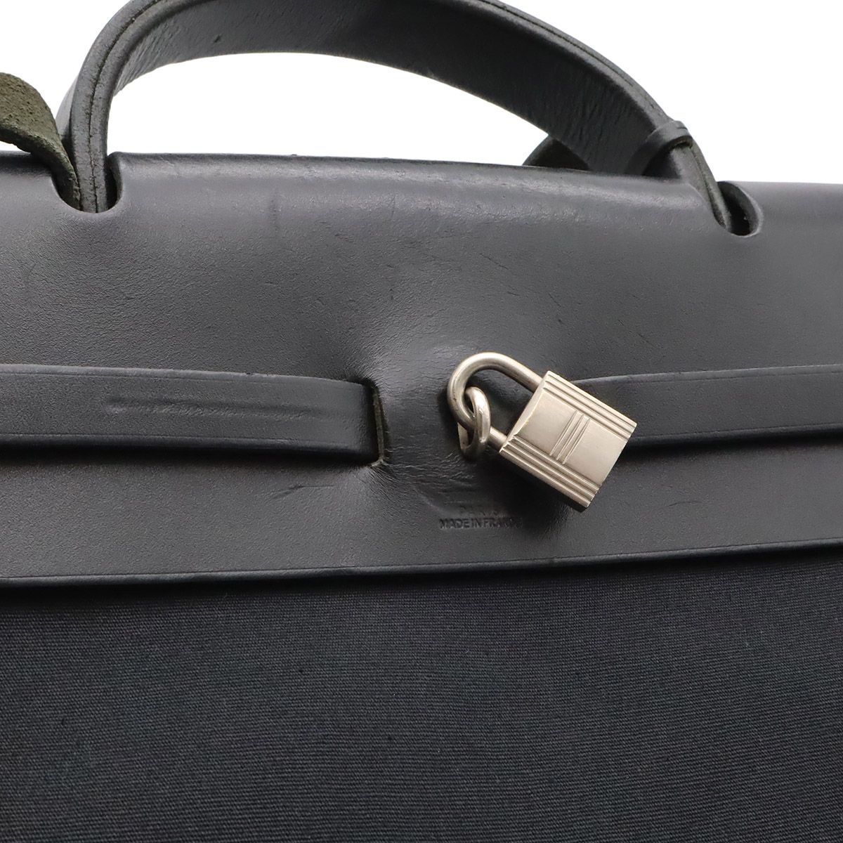 Hermes Herbag MM 2-Way Shoulder Bag Toile Officier Canvas Black — view 6