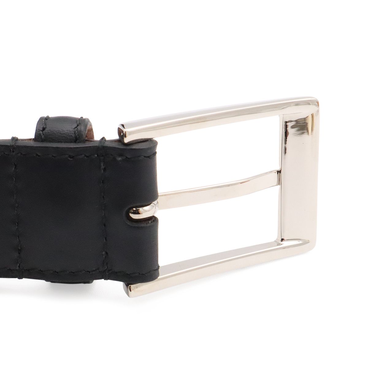 Gucci Belt Reversible Square Buckle Leather Black Silver — view 4