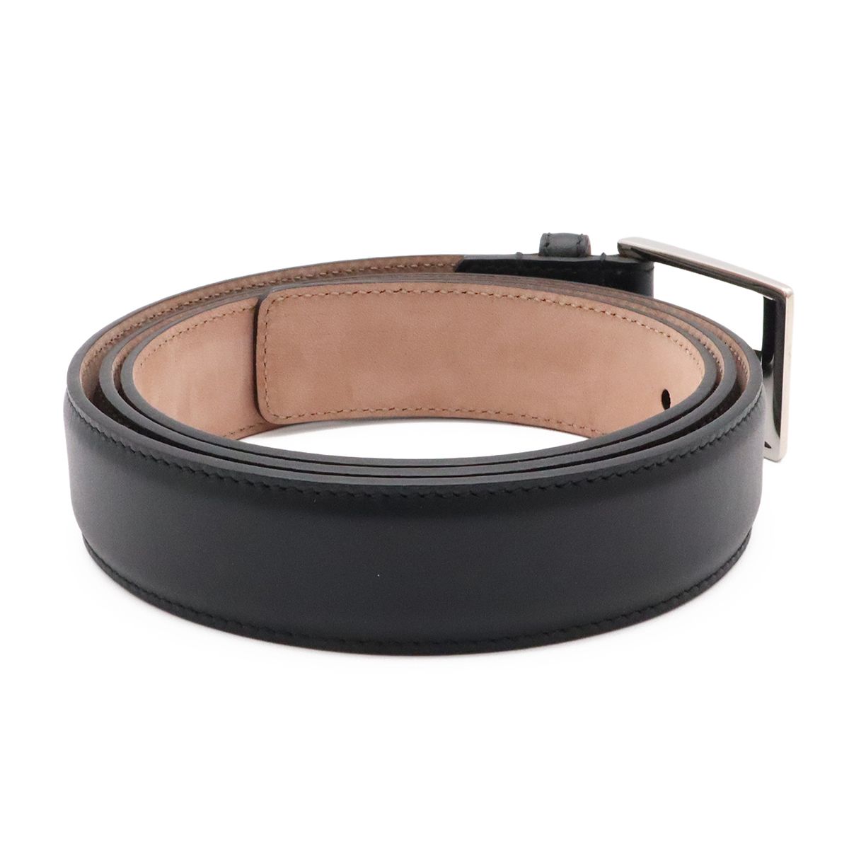 Gucci Belt Reversible Square Buckle Leather Black Silver — view 2