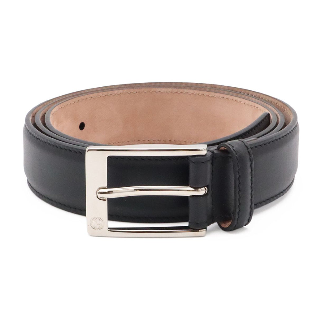 Gucci Belt Reversible Square Buckle Leather Black Silver