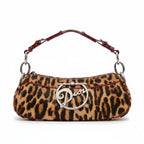 Dior Diva Leopard Pony Hair Bag Brown Red Calf Leather