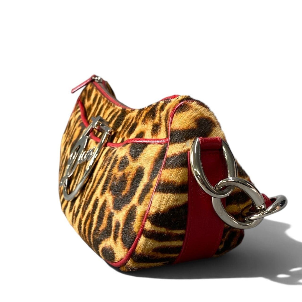 Dior Diva Leopard Pony Hair Bag Brown Red Calf Leather — view 4
