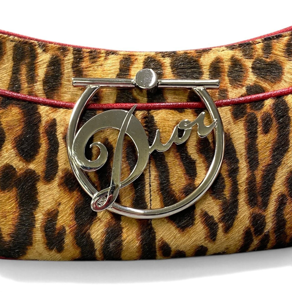 Dior Diva Leopard Pony Hair Bag Brown Red Calf Leather — view 8