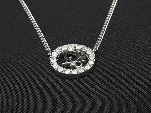 Dior Necklace Logo Silver Metal Rhinestone — view 2
