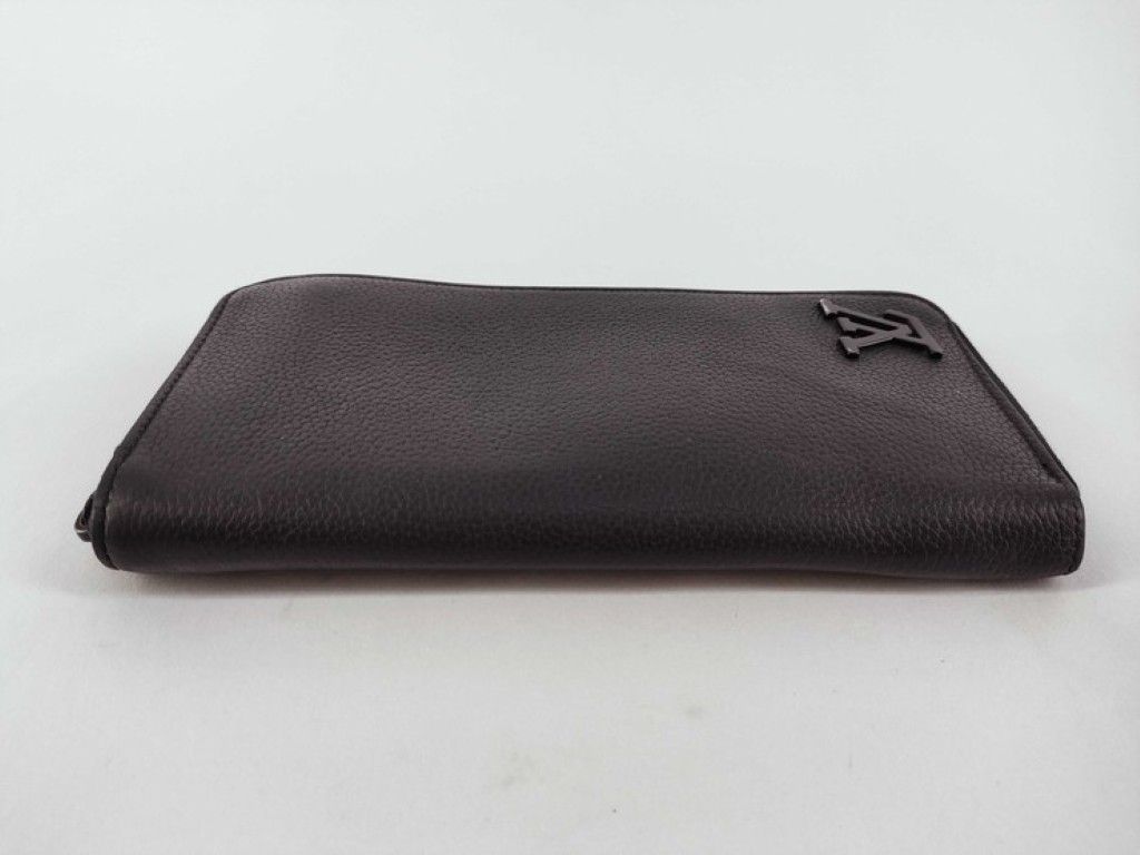 Louis Vuitton Wallet Aerogram Zippy Vertical Black Leather Zip Around Silver — view 4