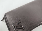 Louis Vuitton Wallet Aerogram Zippy Vertical Black Leather Zip Around Silver — view 5