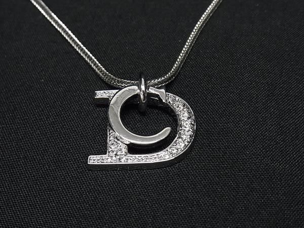Dior Necklace CD Logo Silver Metal Rhinestone — view 2