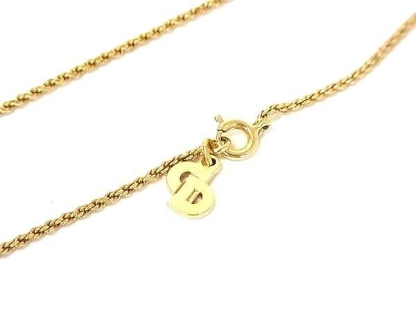 Dior Necklace Square Logo Gold Silver Metal Rhinestone Vintage — view 3