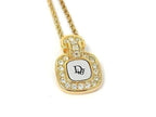 Dior Necklace Square Logo Gold Silver Metal Rhinestone Vintage — view 2