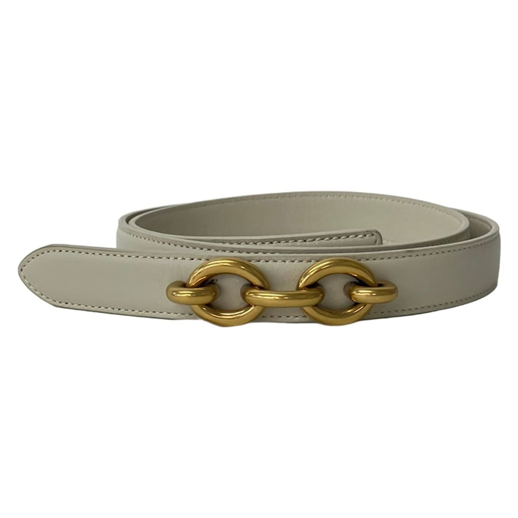 Saint Laurent Paris Belt Maillon White Gold Leather