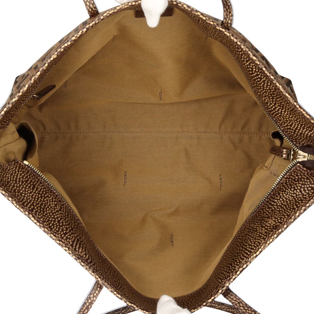 Fendi Zucca Tote Bag Canvas Brown — view 5