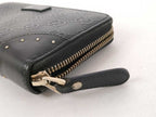 Gucci Wallet Diamante Black Leather GG Pattern Embossed Studs Zip Around Gold — view 6