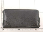 Gucci Wallet Diamante Black Leather GG Pattern Embossed Studs Zip Around Gold — view 2