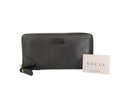 Gucci Wallet Diamante Black Leather GG Pattern Embossed Studs Zip Around Gold