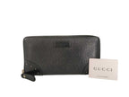 Gucci Wallet Diamante Black Leather GG Pattern Embossed Studs Zip Around Gold