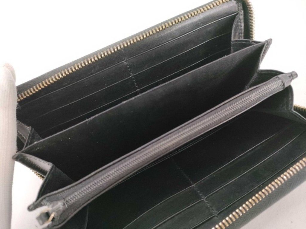 Gucci Wallet Diamante Black Leather GG Pattern Embossed Studs Zip Around Gold — view 8