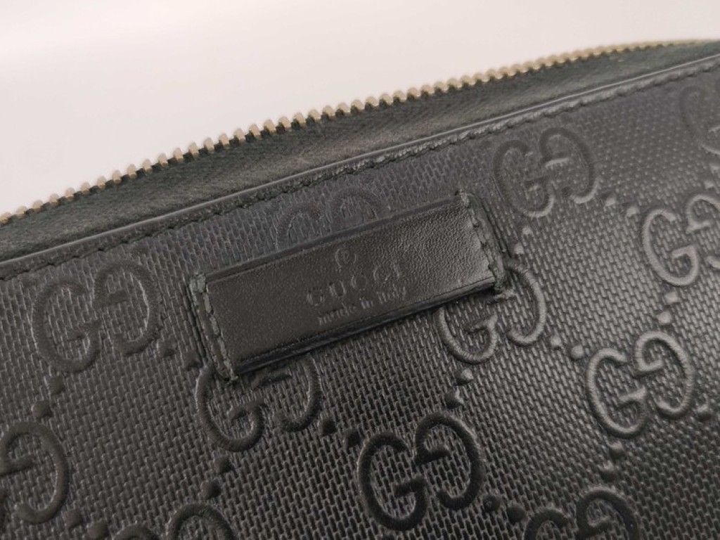 Gucci Wallet Diamante Black Leather GG Pattern Embossed Studs Zip Around Gold — view 5