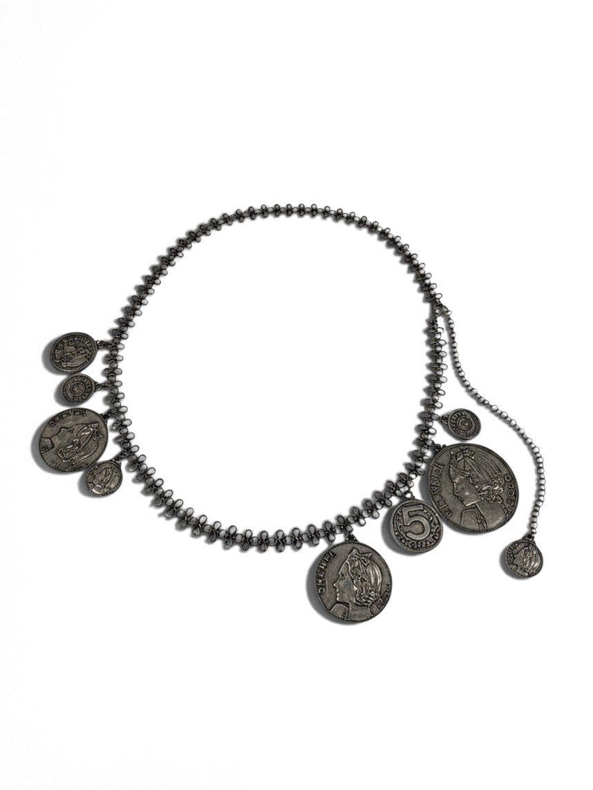Chanel Vintage Chain Belt Necklace Large Gray