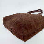Gucci GG Monogram Pouch Tote Shoulder Bag Shearling Suede Brown Vintage — view 8