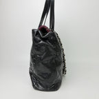 Chanel CC Logo Quilted Tweed Flap 2-Way Tote Chain Shoulder Bag Leather Black — view 6