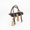 Fendi Selleria White Black & Tan Leather Top Handle Mini Handbag