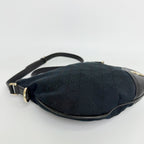 Gucci Interlocking G GG Canvas Shoulder Bag Black Gold Vintage — view 8