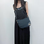 Gucci Interlocking G GG Canvas Shoulder Bag Black Gold Vintage