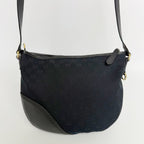 Gucci Interlocking G GG Canvas Shoulder Bag Black Gold Vintage — view 4